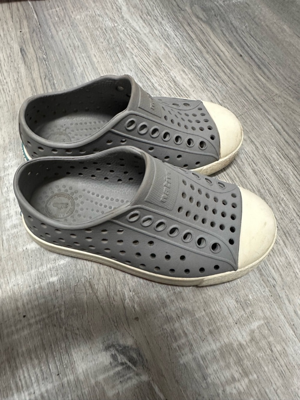 Native Kids Grey Slip-On Water Shoes with White Toe - Native